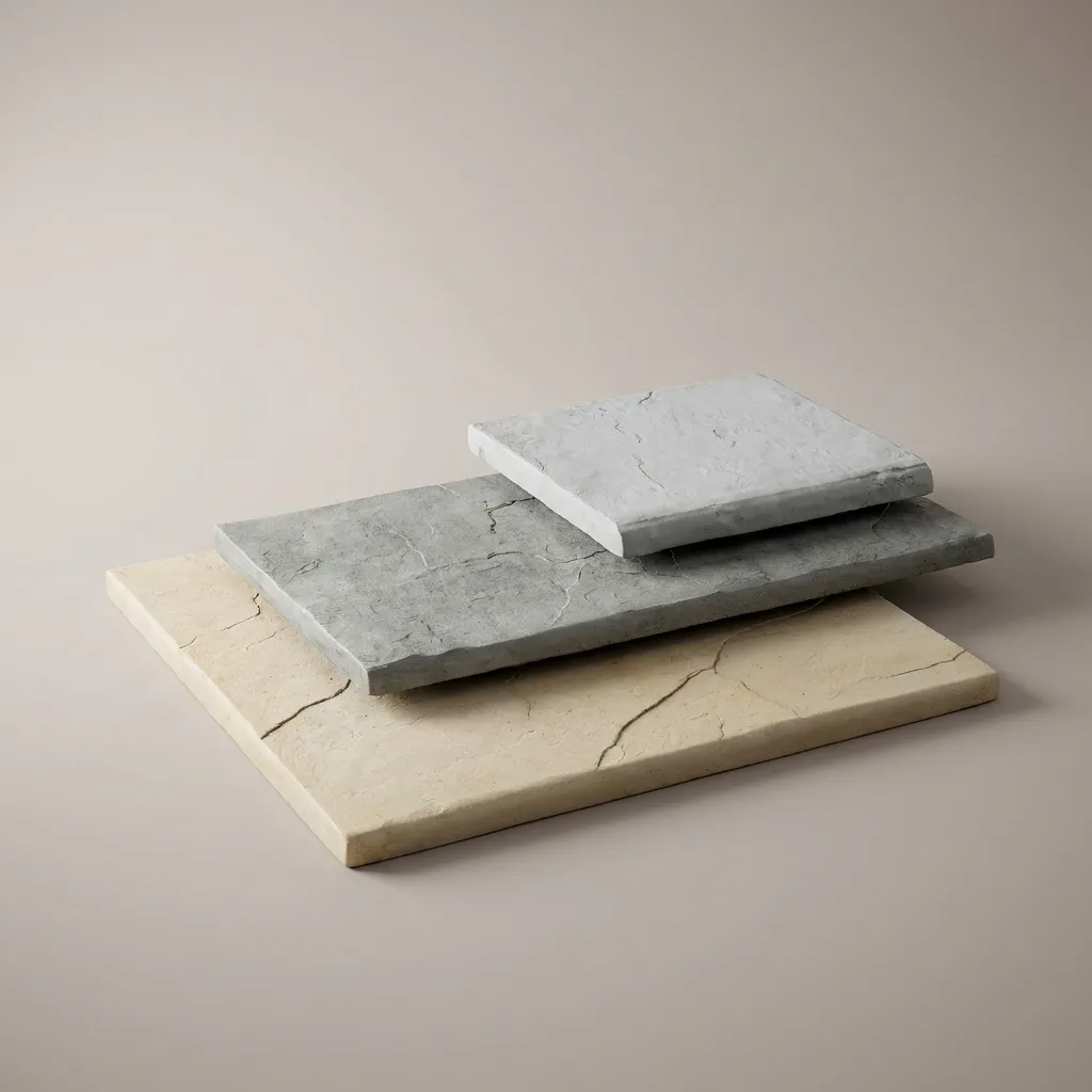 Bullnose pool coping slabs in Grey, Charcoal and Tan
